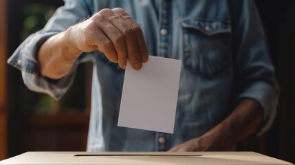 Civic duty and democratic participation with an illustration of a people delicately placing the vote in a ballot.  Generative AI technology