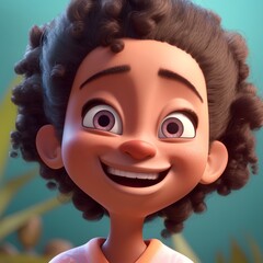 3D Render of Little Boy Smiling and Looking at the Camera
