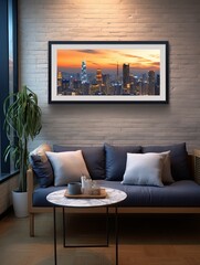 Luminous City Skyline Nights Panoramic Landscape Wide Views Print