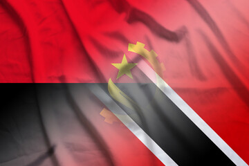 Angola and Trinidad and Tobago official flag international contract TTO AGO - obrazy, fototapety, plakaty