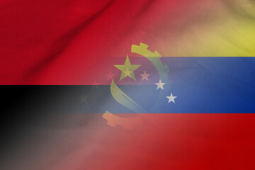 Angola and Venezuela state flag international contract VEN AGO - obrazy, fototapety, plakaty