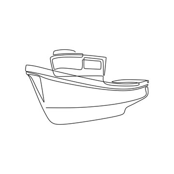 recommend clip art: Single continous line art of fishing boat
