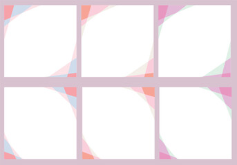 正方形のピンクの幾何学フレームセット - obrazy, fototapety, plakaty