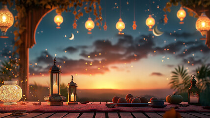 illustration of Ramadan celebration card copy space