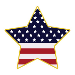 Colored USA flag on star shape Vector