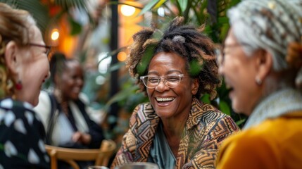 beautiful grandmothers in a cafe smiling, happy in high resolution and quality - obrazy, fototapety, plakaty