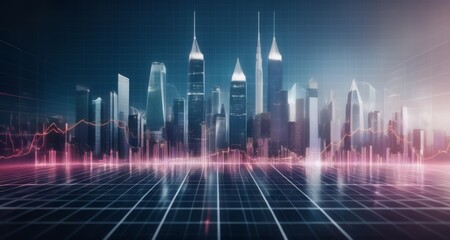 Fototapeta premium Cityscape of the Future - A Metropolis in the Digital Age