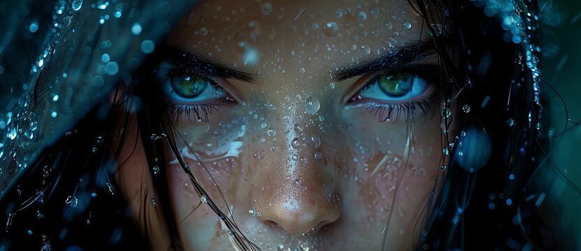 Closeup of beautiful bright colour woman eyes. Vision correction concept. Generative AI