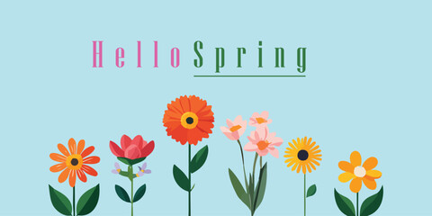 beautiful spring background illustration of flowers and leaves in spring. Great for greeting cards, banners, brochures and social media post spring sale promotions. vector illustration