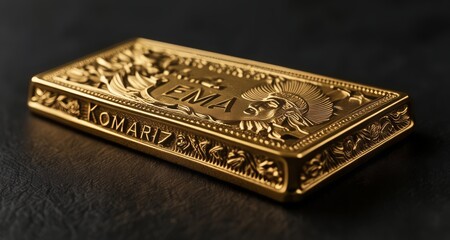Fototapeta premium Golden treasure chest with intricate design, symbolizing wealth and mystery
