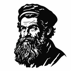 Vintage Style Illustration of Bearded Man

