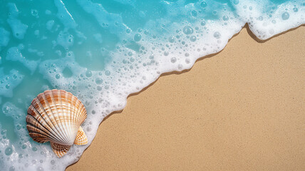 Fototapeta na wymiar seashell on the beach, background