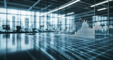  Future-focused office with dynamic data visualization