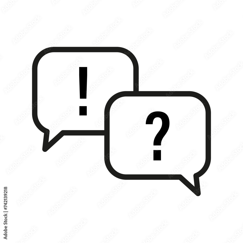 Aufkleber two speech bubbles with an exclamation point and a question mark
