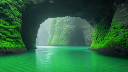 緑に囲まれた美しい洞窟	
