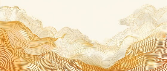 Sepia Waves and Curves - Rhythmic Nature Abstract Art - obrazy, fototapety, plakaty