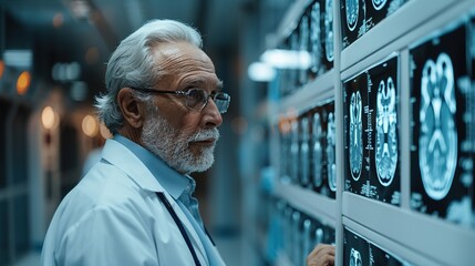 hospital doctor holding patient's x-ray film, radiologist studying x-ray results