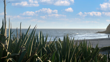 The image captures a picturesque view of a beach in Almer&iacute;a known as Playa del Barronal