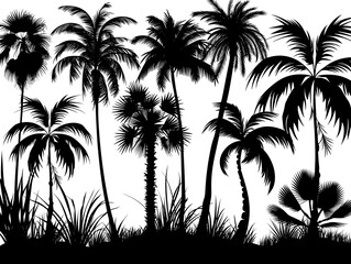 silhouettes of palms