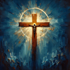 Oil painting style cross