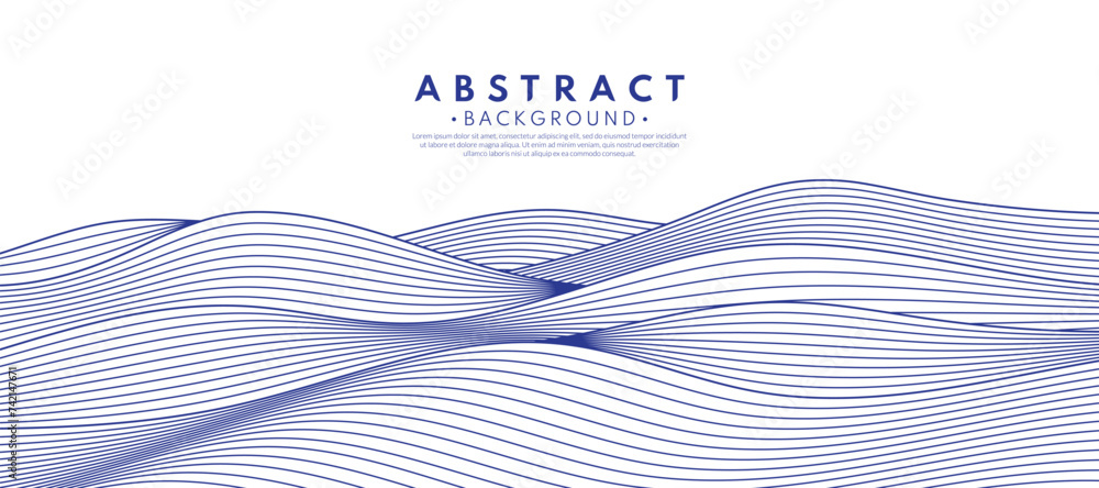 Poster blue wave abstract vector background design with curves and lines. graphic vector flat design style.