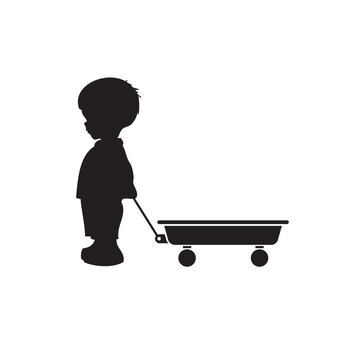 Child with little red wagon