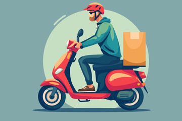 delivery man riding a scooter