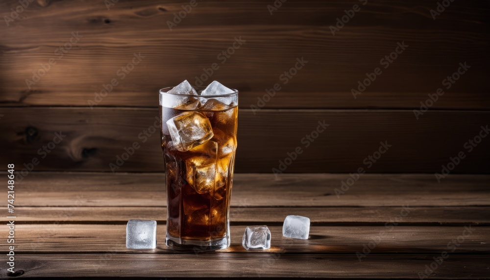 Poster  Refreshing summer beverage on a rustic wooden table