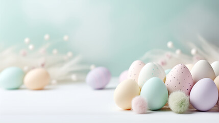 Easter eggs in pastel color theme background and wallpaper, Easter festival and holiday concept