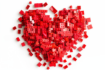 heart by red lego on white background