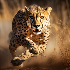  running cheetah in the grass