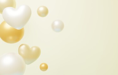 3D背景素材_ハート_黄色