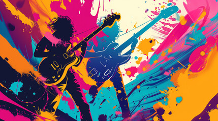 Create a visually captivating artwork for a concert poster featuring electrifying music and an...