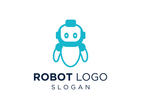 The logo design is about Robot and was created using the Corel Draw 2018 application with a white background.