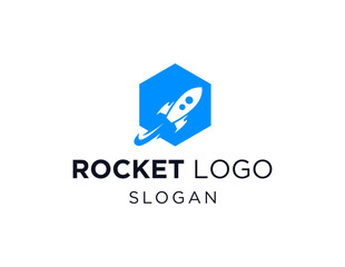 The logo design is about Rocket and was created using the Corel Draw 2018 application with a white background.