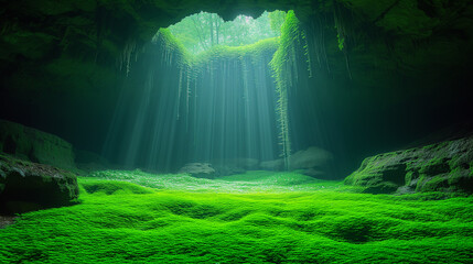 太陽の光が差し込む美しい洞窟