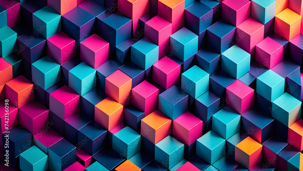Aufkleber 3d-abstract-shapes-dominate-the-foreground-varying-in-geometric-complexity-soft-gradient-lighting