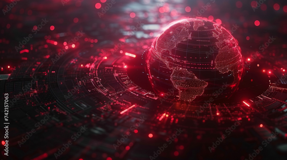 Aufkleber a futuristic animated globe appears in the third infographic highlighting different countries in red