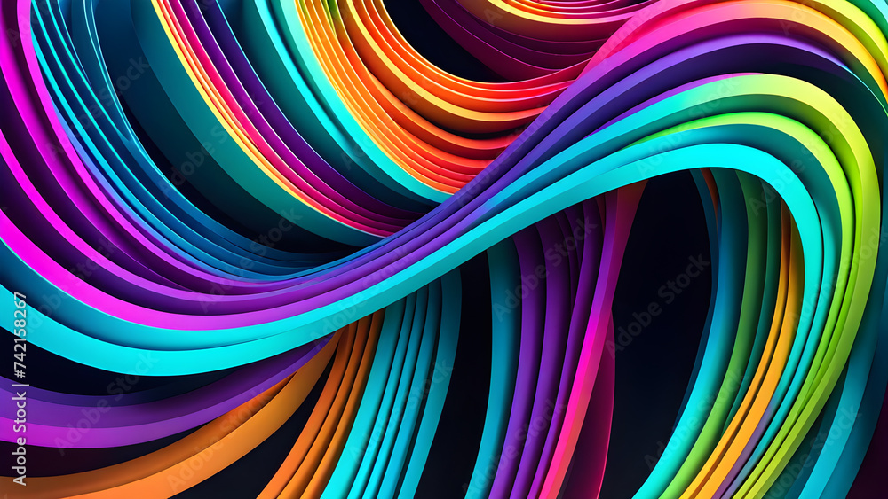 Aufkleber abstract-ribbon-shapes-intertwining-in-a-3d-space-depth-of-field-emphasizing-the-central-swirl