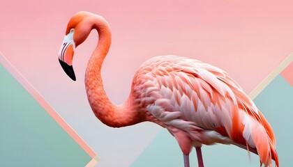 Flamingo art, pastel background