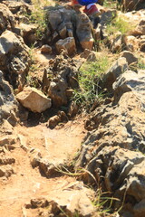 Rugged terrain on the path to apparition hill in medjegorje