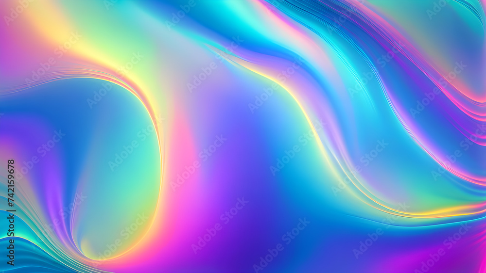 Aufkleber abstract-holographic-wave-fluid-background-shimmering-with-iridescent-colors-smooth-undulating