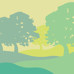 Obraz premium Forest,Landscape of isolated trees. Silhouette vector