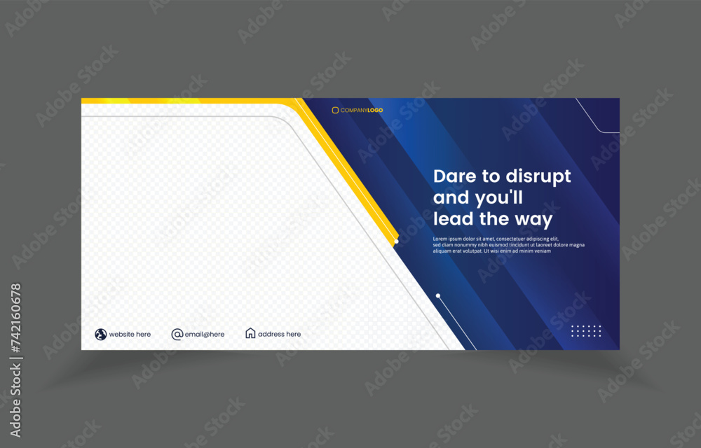 Poster bussines banner horizontal template design with image space