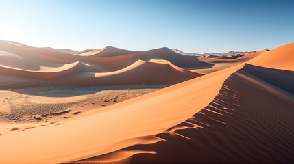 Fototapeta na wymiar orange sand dune desert with clear blue sky