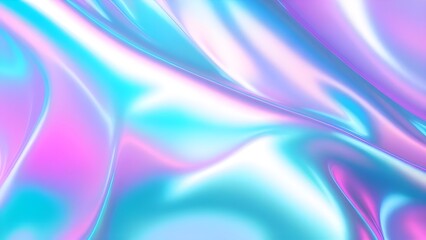Obraz premium Holographic background texture design of neon iridescent wrinkled blue foil surface. 80s or 90s neon colors in wrinkled gradient foil pastel background