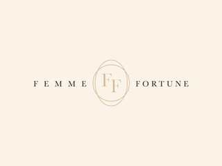 Letter Logo Luxury. Art Deco style logotype design for luxury company branding. Premium identity design. Letter FF