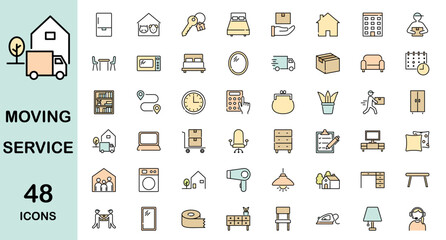 Icon set of moving service, editable stroke