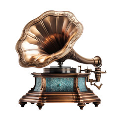Melodic Relic Isolated Antique Gramophone on Transparent Background