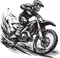 Realistic silhouette of a motocross rider, man is doing a trick, isolated on white background. Enduro motorbike sport transport. Vector illustration © Saqib
